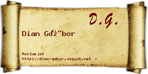 Dian Gábor névjegykártya